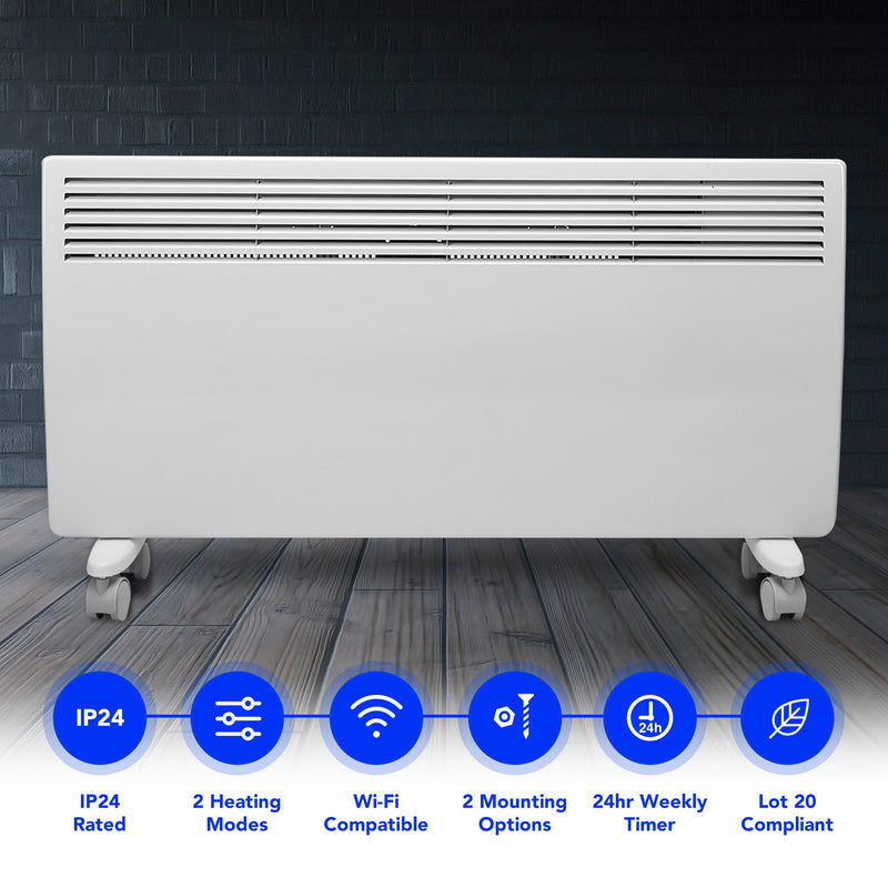 Devola Eco 2kw Wi-Fi Panel Heater With 24hr/7 Day Timer - DVM20WF - Return Unit, Image 2 of 8