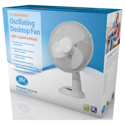 Premiair 12" Desk Fan - White - EH1522, Image  of 3