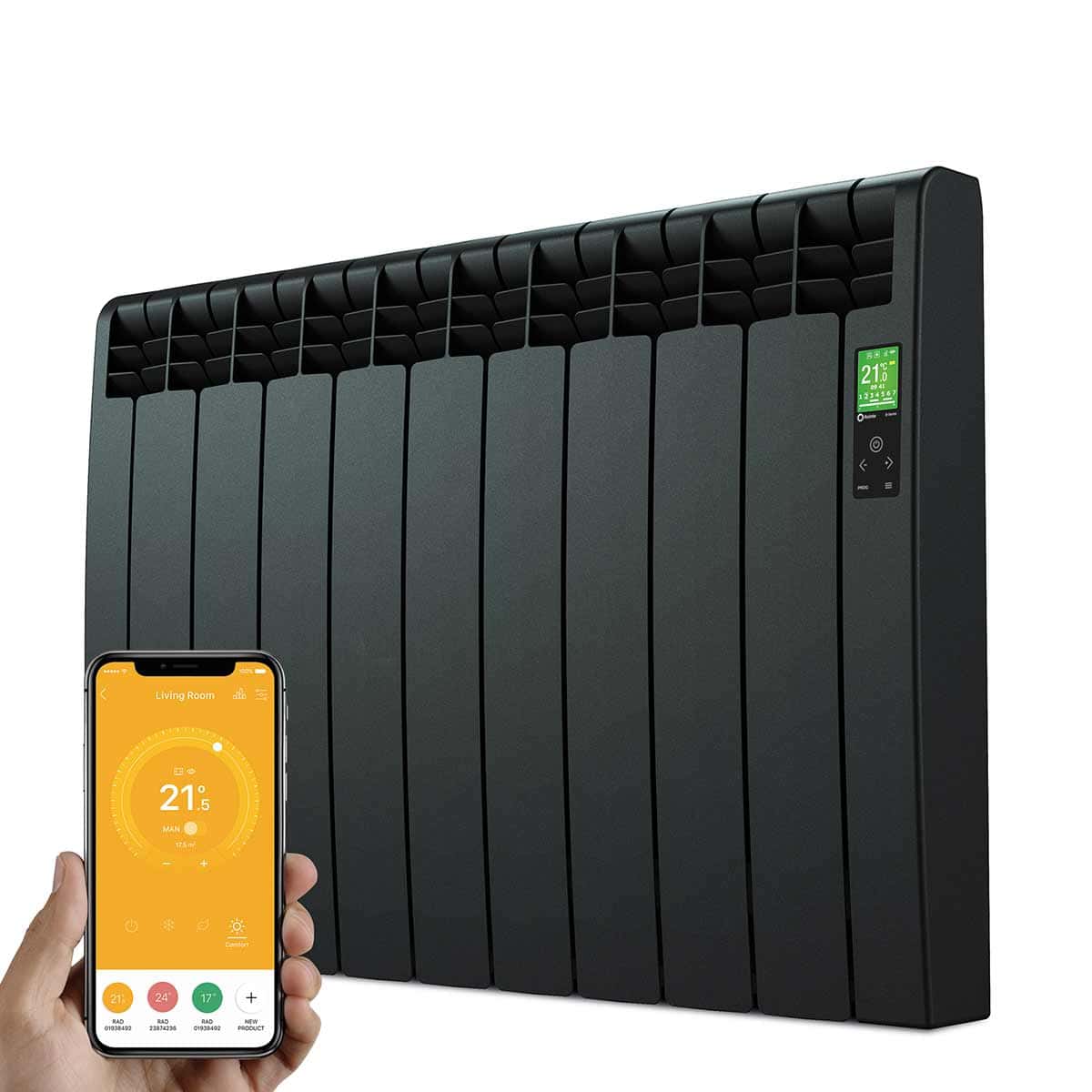 Image of a Rointe 330W Delta D Series Graphite Electric Radiator 3 Elements on a white background