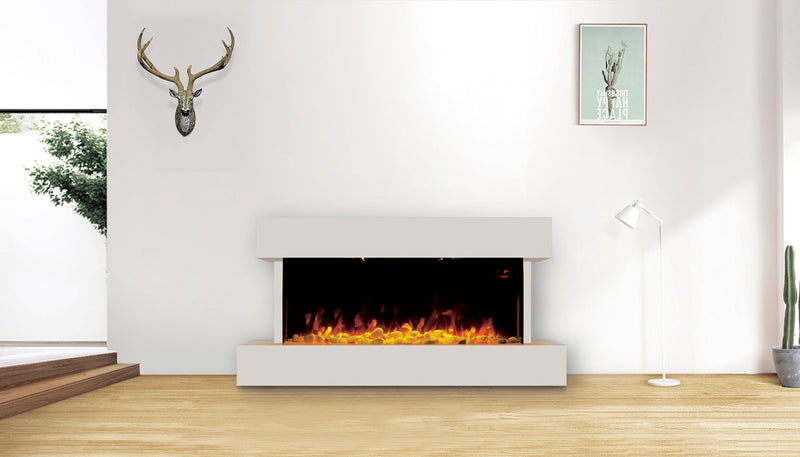 Devola 2kW Electric Fireplace Suite White 558x1170mm - DVWFS2000WH, Image  of 7