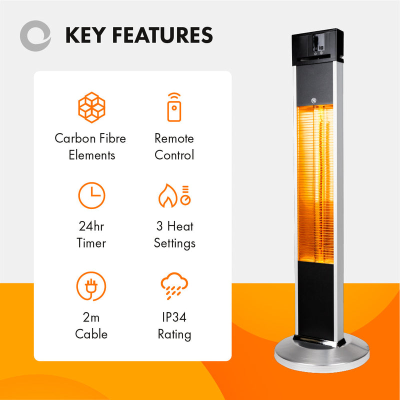 Devola Master 2kW Freestanding Patio Heater with Remote Control -  DVXSPH20FSB, Image 3 of 9